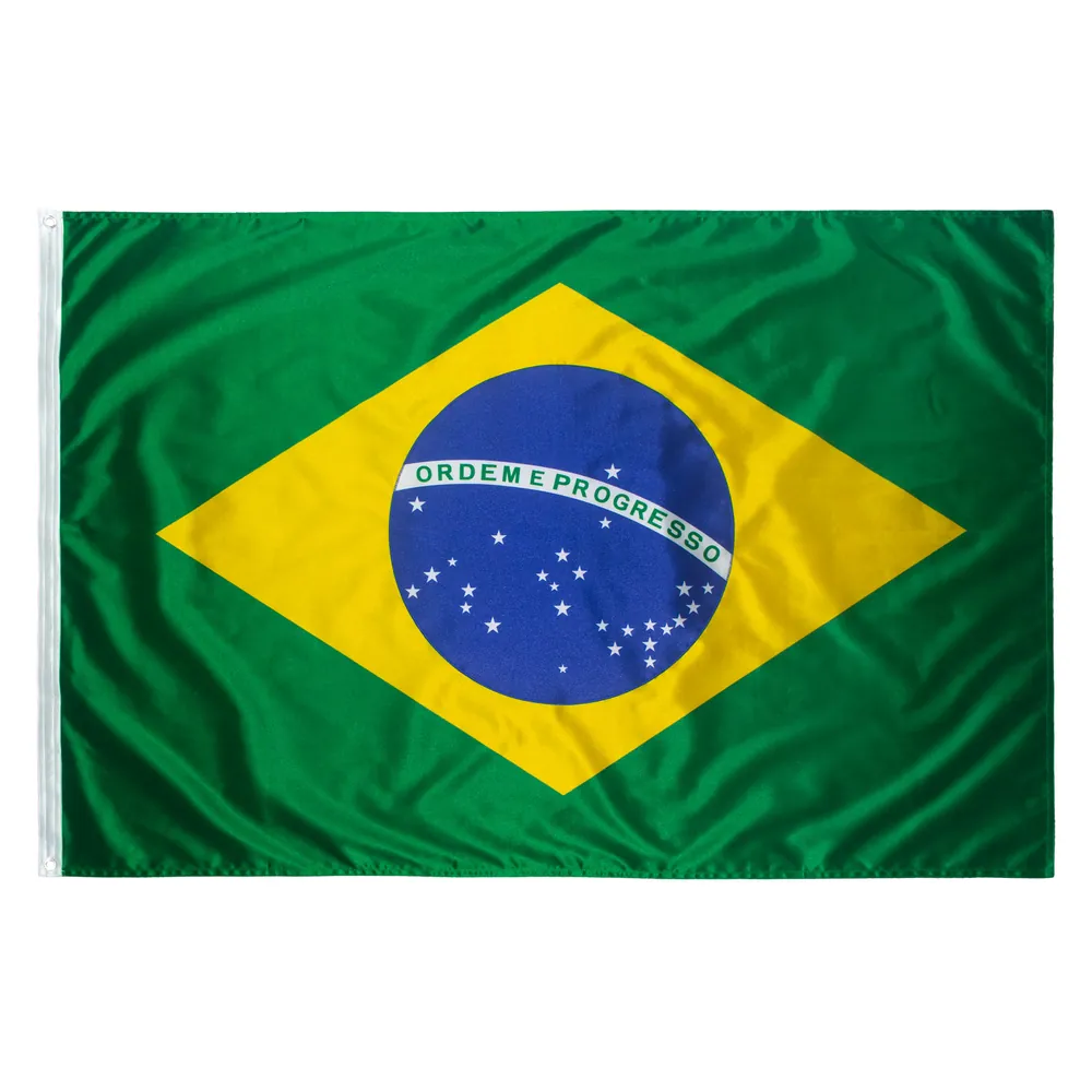 Bandeira do Brasil oficial estampada em poliéster, aberta